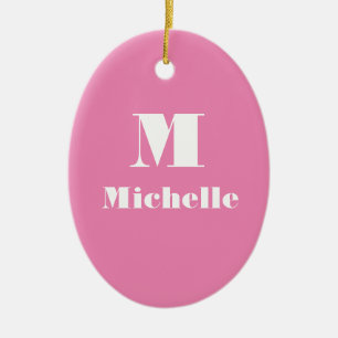 Minimaler Individuelle Name Erstfarbrosa Keramik Ornament