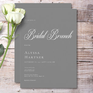 Minimaler klassischer Brunch in Grau und Weiß Einladung