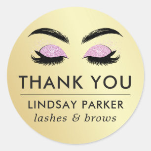 Minimaler Lash / Brow-Künstler Danke-Aufkleber Runder Aufkleber