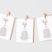 Minimaler Leaf Eggplant Hanging Seating Chart Card