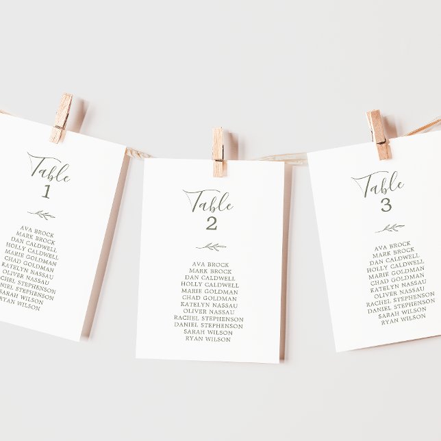 Minimaler Leaf-Olive-Tischnummer-Seekarte (Von Creator hochgeladen)