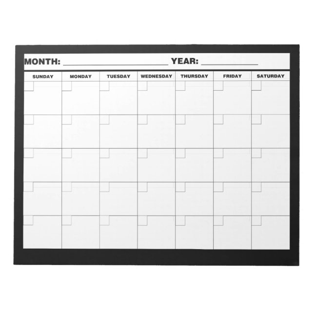 Minimaler Leerlaufkalender Notizblock (Vorderseite)