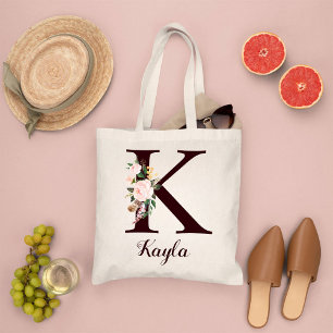 Minimaler Letter K Blush Personalisiertes Geschenk Tragetasche