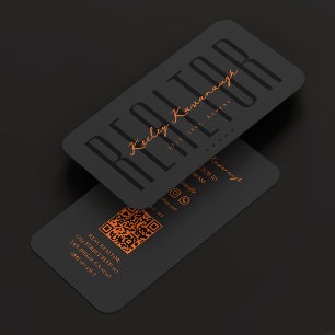 Minimaler Makler Schwarz Orange Immobilienmakler Visitenkarte