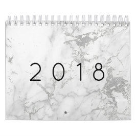 Minimaler Marmor Weißgraue Silberne Rose Goldstein Kalender