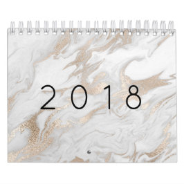 Minimaler Marmor Weißgraue Silberne Rose Goldstein Kalender