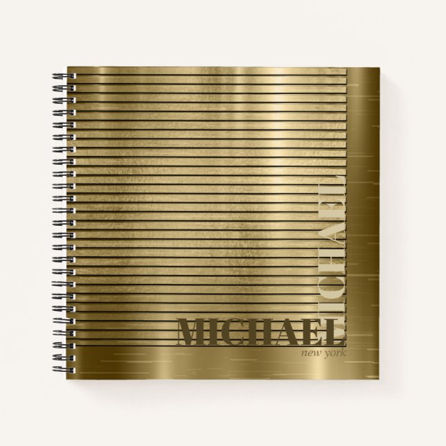 Minimaler Metallstreifen Gold ID792 Notizbuch (Vorderseite)