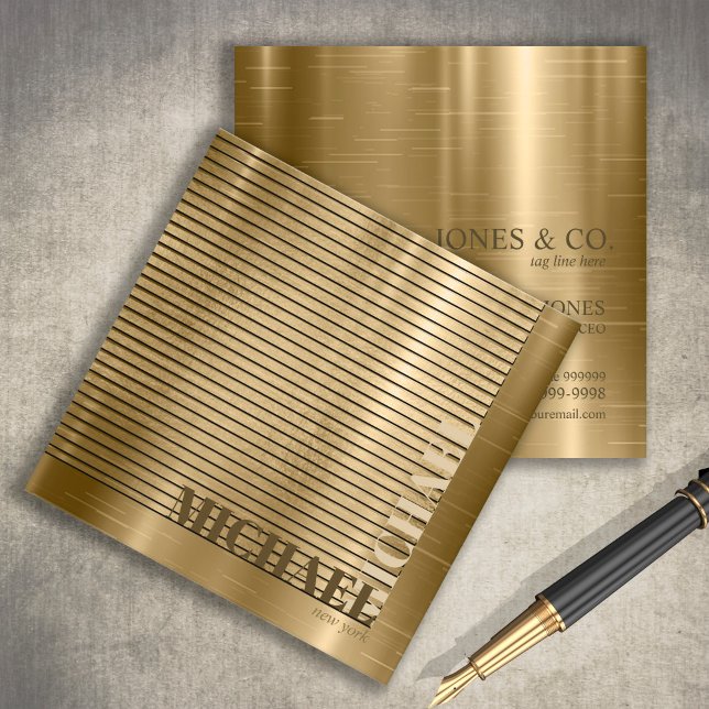 Minimaler Metallstreifen Gold ID792 Quadratische Visitenkarte (Von Creator hochgeladen)
