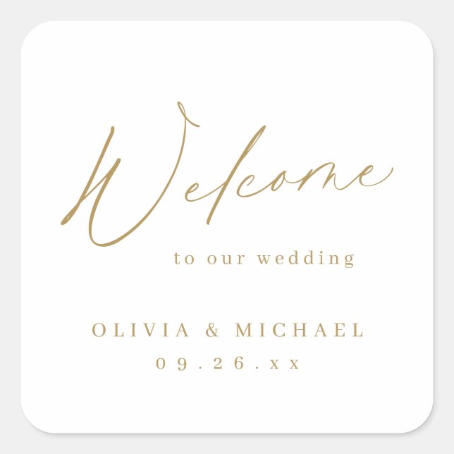 Minimaler moderner Empfang minimalistisch Hochzeit Quadratischer Aufkleber (Vorderseite)