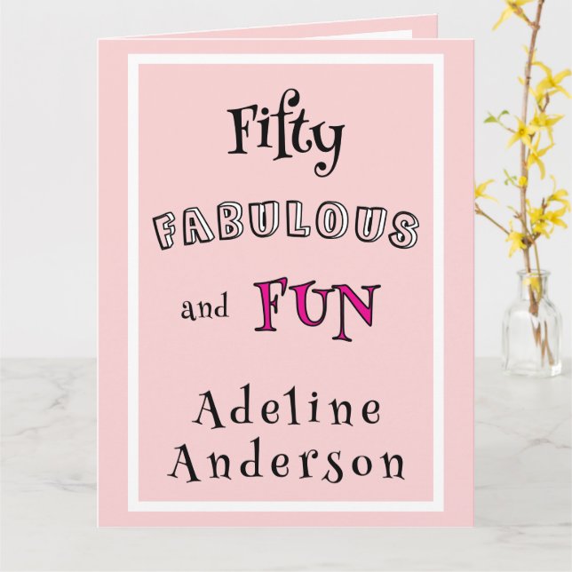 Minimaler moderner fünfzig fabelhafter lustiger ro karte (Gelbe Blume)