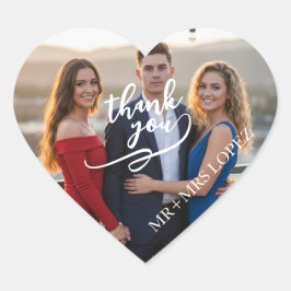 Minimaler Moderner Hochzeitsfoto-Dankeschön-Aufkle Herz-Aufkleber