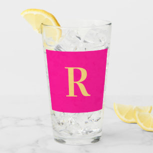Minimaler moderner Monogramm-Hot-Pink Glas