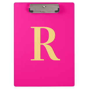 Minimaler moderner Monogramm-Hot-Pink Klemmbrett