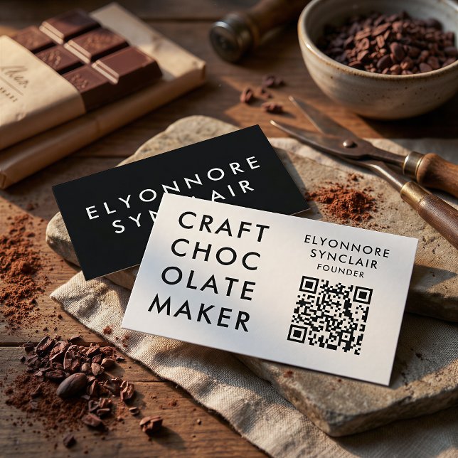Minimaler moderner QR-Code für Kunstschokoladenher Visitenkarte (Von Creator hochgeladen)