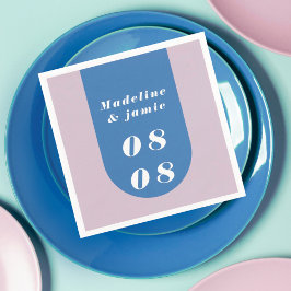 Minimaler moderner Retro-Bogengang Blau & Lila Fet Serviette