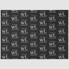 Minimaler moderner Schwarz-Weiß-Mit Monogramm Name Seidenpapier