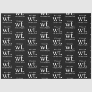 Minimaler moderner Schwarz-Weiß-Mit Monogramm Name Seidenpapier