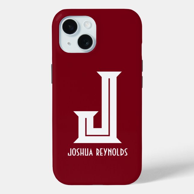 Minimaler Monogram-Maroon Case-Mate iPhone Hülle (Rückseite)