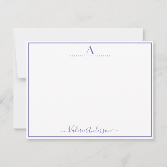Minimaler Monogramm Letter-Single-Border Mitteilungskarte (Vorderseite)
