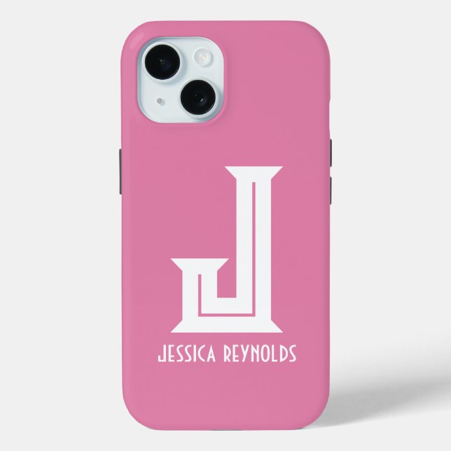 Minimaler Monogramm-Rosa Case-Mate iPhone Hülle (Rückseite)