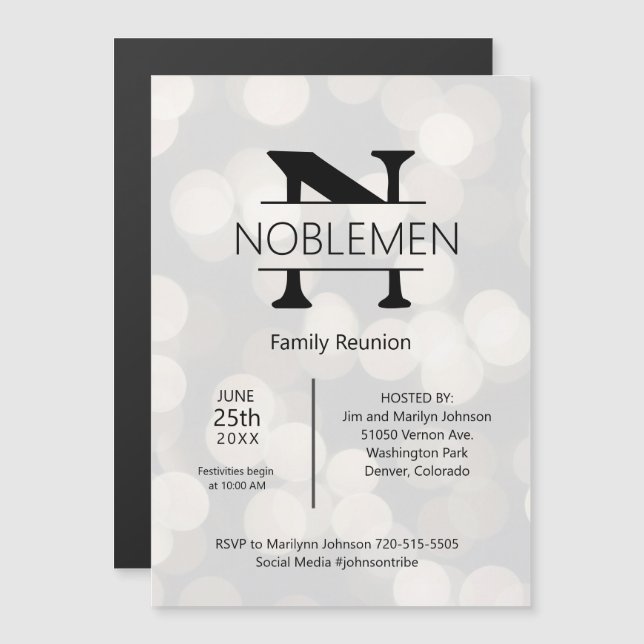 Minimaler Monogramm-Silber für die Magnetfamilie W Magnetkarte (Vorne/Hinten)
