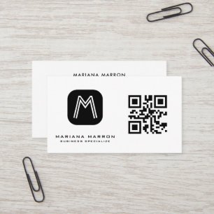 Minimaler Monogramm-Standard-QR-Code Visitenkarte