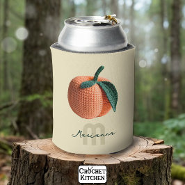 Minimaler Monogrammname Moderner Crochet Peach Dosenkühler