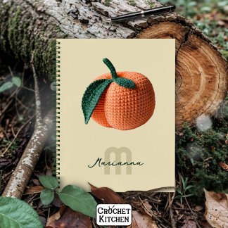 Minimaler Monogrammname Moderner Crochet Peach Notizbuch