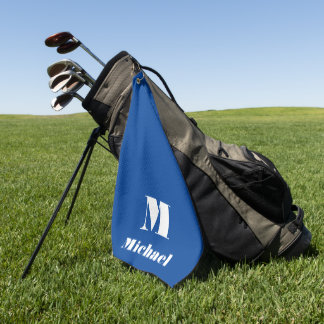Minimaler Name Anfangsbuchstabe Solid Color Blau Golfhandtuch