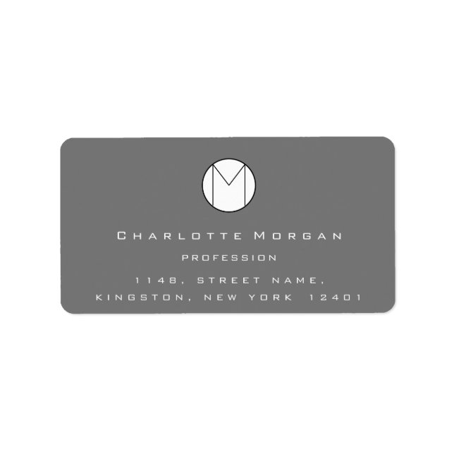Minimaler Name der Monogrammadresse für das Logo G Adressaufkleber (Vorne)
