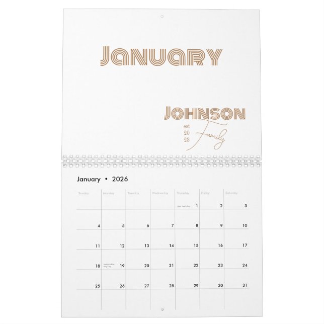 Minimaler Name der Typografie Kalender (Jan 2026)