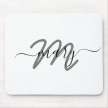 Minimaler Name Monogram White Gray