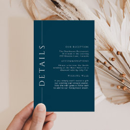 Minimaler Navy Blue Wedding Details Beilage Begleitkarte