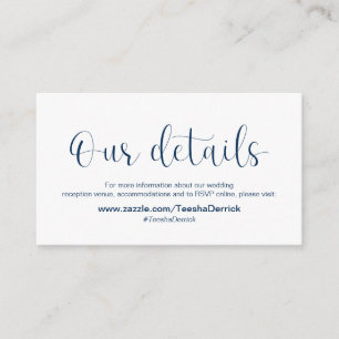 Minimaler Navy-Schriftart, Hochzeitsdetails Begleitkarte