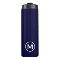 Minimaler Navy White Monogram Travel Mug