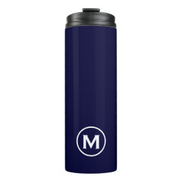 Minimaler Navy White Monogram Travel Mug Thermosbecher