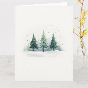Minimaler Nebel-Evergreen-Wald-Weihnachten Karte