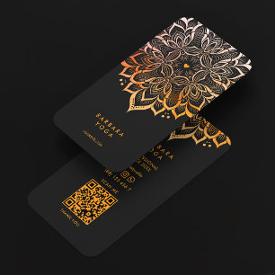 Minimaler Personal Trainer Schwarz Orange Mandala Visitenkarte