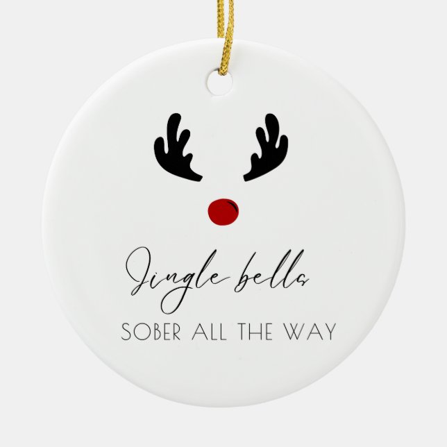 Minimaler personalisierbarer Name Sobriety Weihnac Keramik Ornament (Vorne)