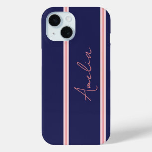Minimaler Personalisierter Blauer Rosa Case-Mate iPhone Hülle
