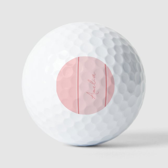 Minimaler Personalisierter Rosa Golfball (Vorderseite)