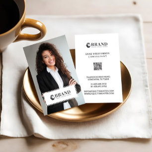 Minimaler QR-Code für das moderne Business Foto Visitenkarte