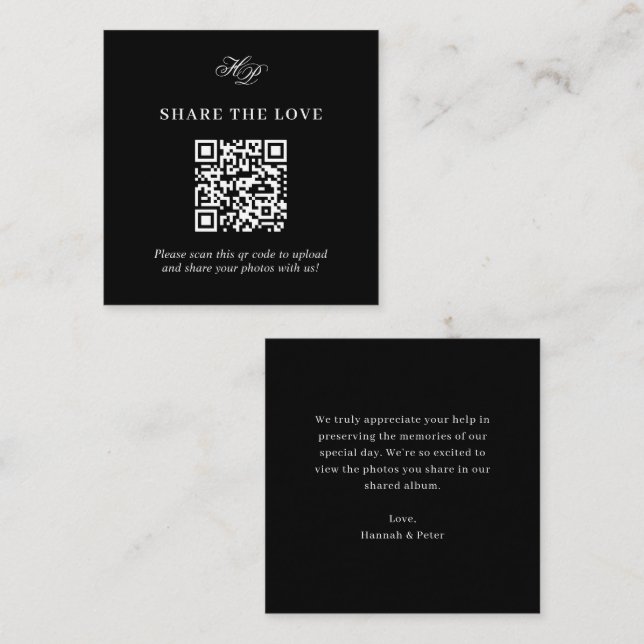 Minimaler QR-Code für ein elegantes Monogramm, die Begleitkarte (Vorne/Hinten)