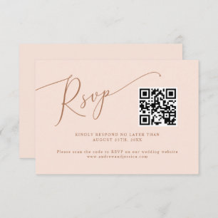 Minimaler QR-Code für Hochzeitssehen in Rosa RSVP Karte