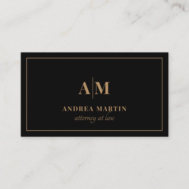Minimaler Rechtsanwalt Modern Gold Monogram Visitenkarte (Vorderseite)