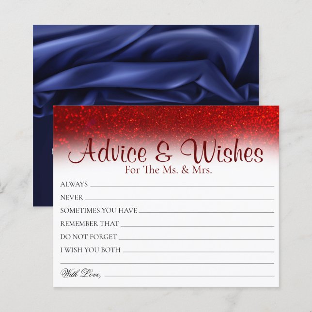 Minimaler Red Glitzer Wedding Advice wünscht Karte (Vorne/Hinten)