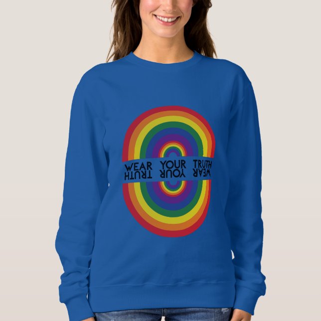 Minimaler Regenbogenbogen Moderne Farbige Aussage  Sweatshirt (Vorderseite)