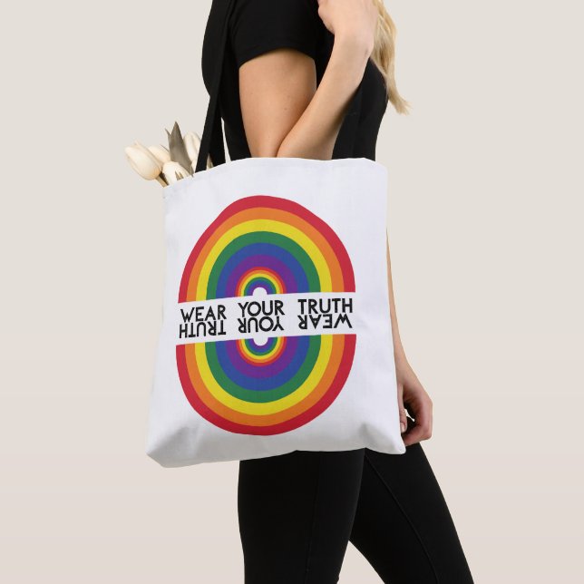 Minimaler Regenbogenbogen Moderne Farbige Aussage  Tasche (Von Nahem)