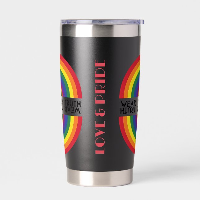 Minimaler Regenbogenbogen Moderne Farbige Aussage  Thermobecher (Links)