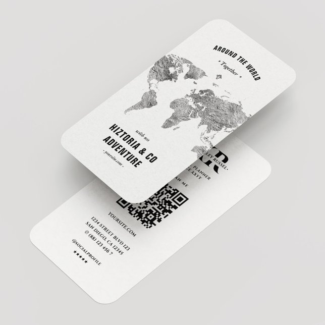Minimaler Reiseplaner Silver World Map Visitenkarte (Minimal Travel Planner Silver World Map Business Card
)
